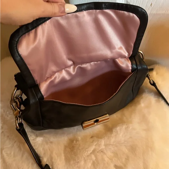 Coach black leather messenger crossbody bag shoulder silver hardware flap - Picture 8 of 16